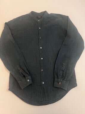 Theory Rammy 100% Linen Band Collar Shirt Men’s XS Navy